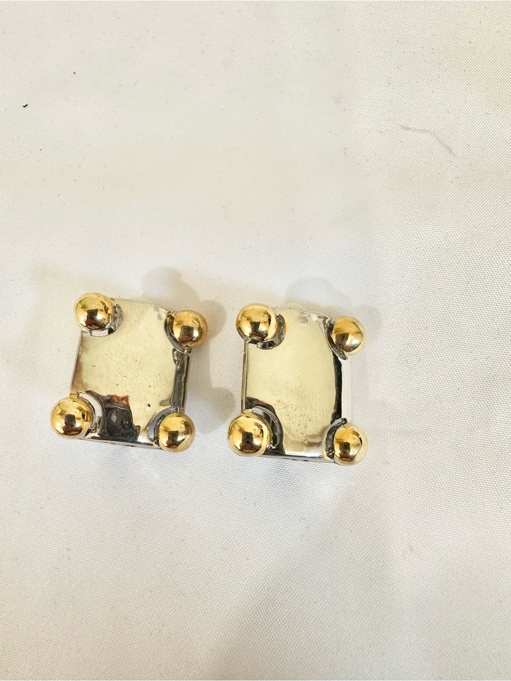 VTG Women’s Two-Tone Square Stud Earrings - Gold & Silver